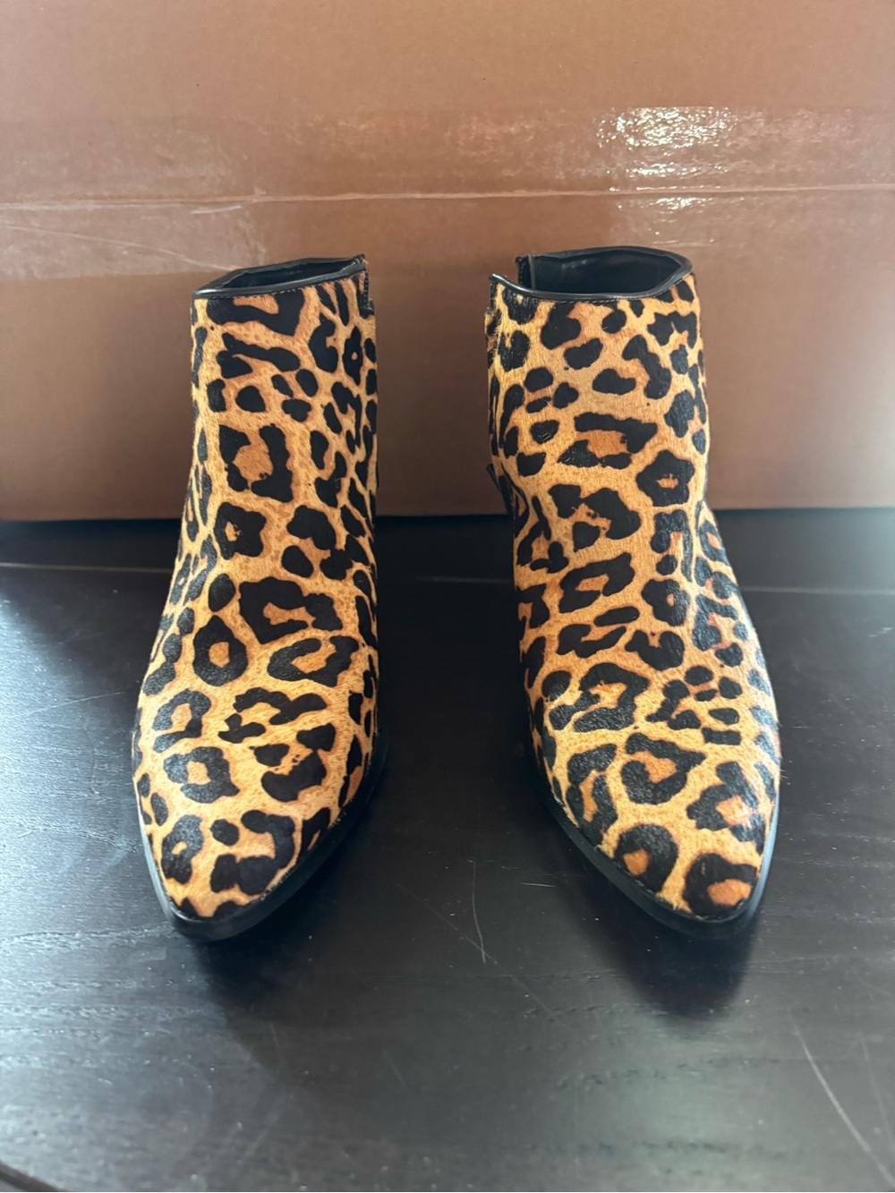 Women’s Leopard Print calf hair Ankle Boots